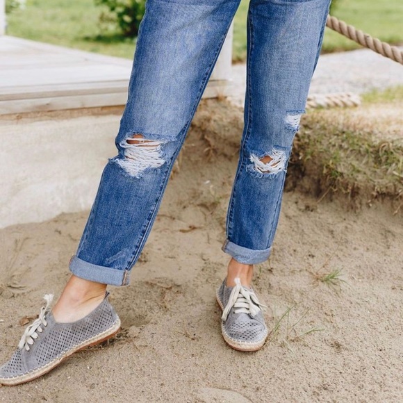 Perforated Suede Espadrille Sneakers - Picture 3 of 5